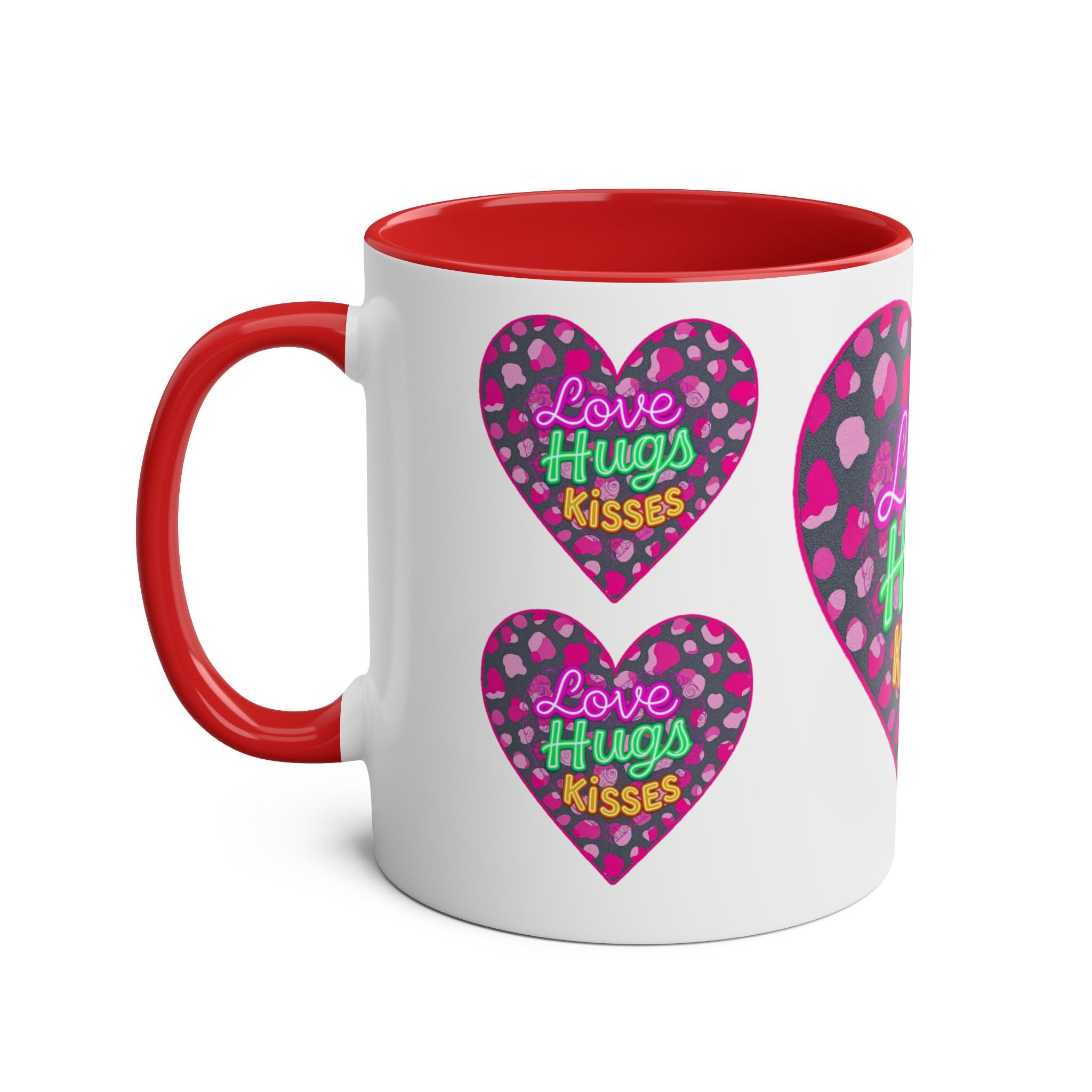 Colorful Love Mug: Perfect for Valentine's Day, Cute Gift, Coffee Break, Home Decor, Heart Design, Love Hugs Kisses