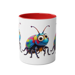 Colorful Beetle Two-Tone Coffee Mug - 11oz Fun and Whimsical Design