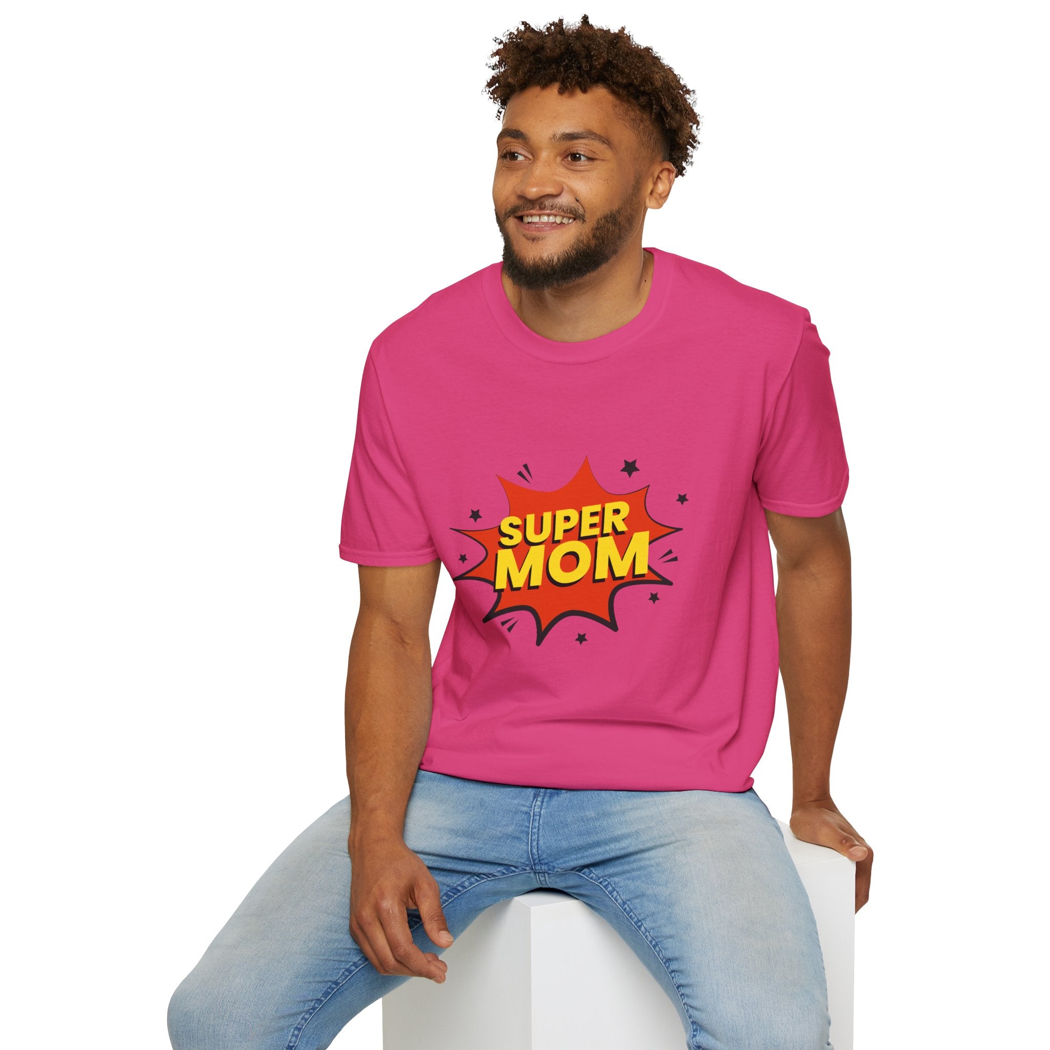 Super Mom Unisex Softstyle T-Shirt | Gift for Mother's Day, Funny Mom Tee, Birthday Present for Mom, Family Apparel, Casual Wear