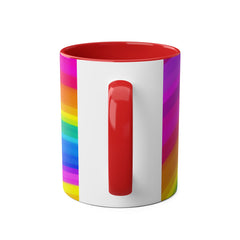 Vibrant Rainbow Two-Tone Coffee Mug - 11oz Colorful Drinkware