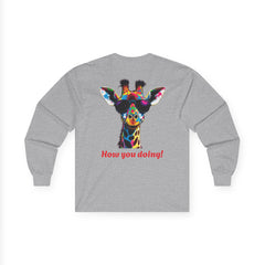 Colorful Giraffe Graphic Long Sleeve Tee for Animal Lovers