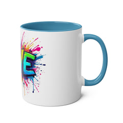 Colorful Love Coffee Mug - 11oz Two-Tone Mug for Valentine's Day & Everyday Joy