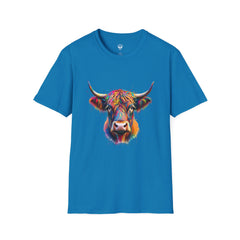 Highland Cow Graphic T-Shirt, Fun Farm Animal Tee, Cute Gift for Cow Lovers, Unisex Softstyle Shirt for Casual Wear