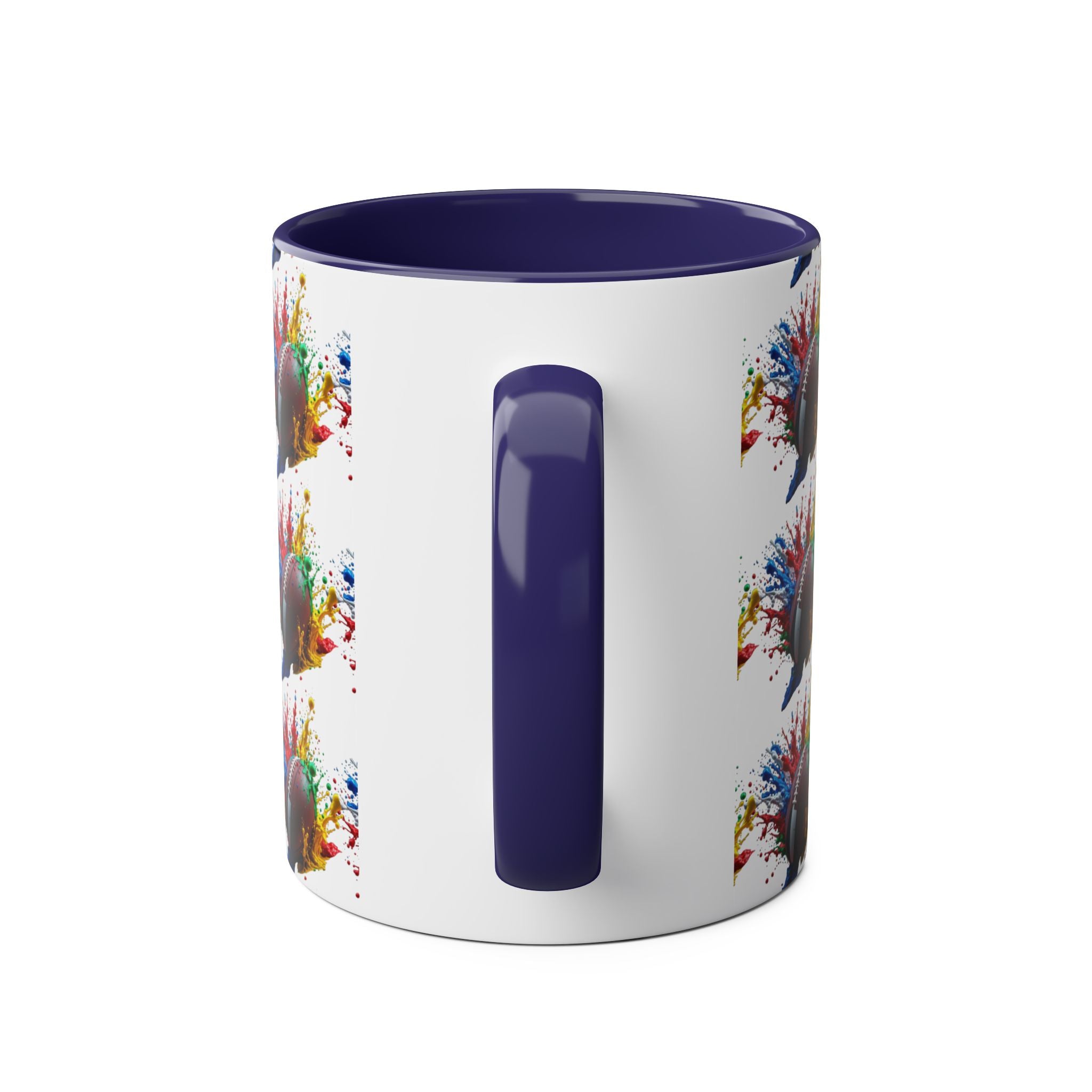 Vibrant Sports Coffee Mug, Colorful Football Design, Perfect Gift for Sports Fans, Game Day, Home Office, 11oz Two-Tone Mug