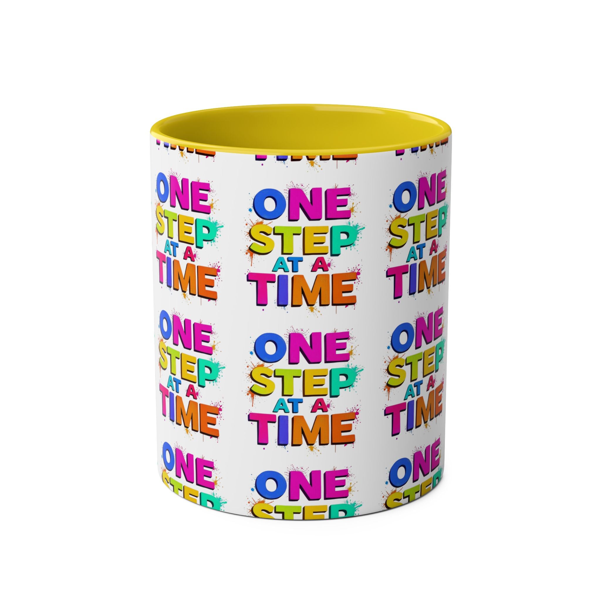 Motivational Two-Tone Coffee Mug - "One Step at a Time" - 11oz