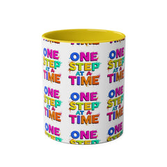 Motivational Two-Tone Coffee Mug - "One Step at a Time" - 11oz