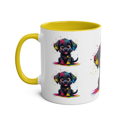 Colorful Puppy Two-Tone Coffee Mug | Cute Dog Lover Gift | Pet-Themed Kitchenware | Birthday Mug | Vibrant Print
