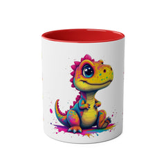 Colorful Dinosaur Two-Tone Coffee Mug - Cute 11oz Mug for Kids & Dino Lovers
