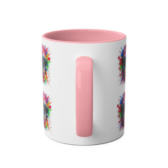 Vibrant Skull Artwork Coffee Mug - 11oz Two-Tone Design for Fun Enthusiasts