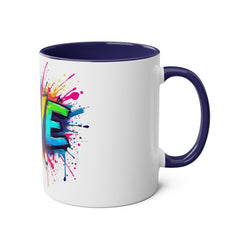 Colorful Love Coffee Mug - 11oz Two-Tone Mug for Valentine's Day & Everyday Joy
