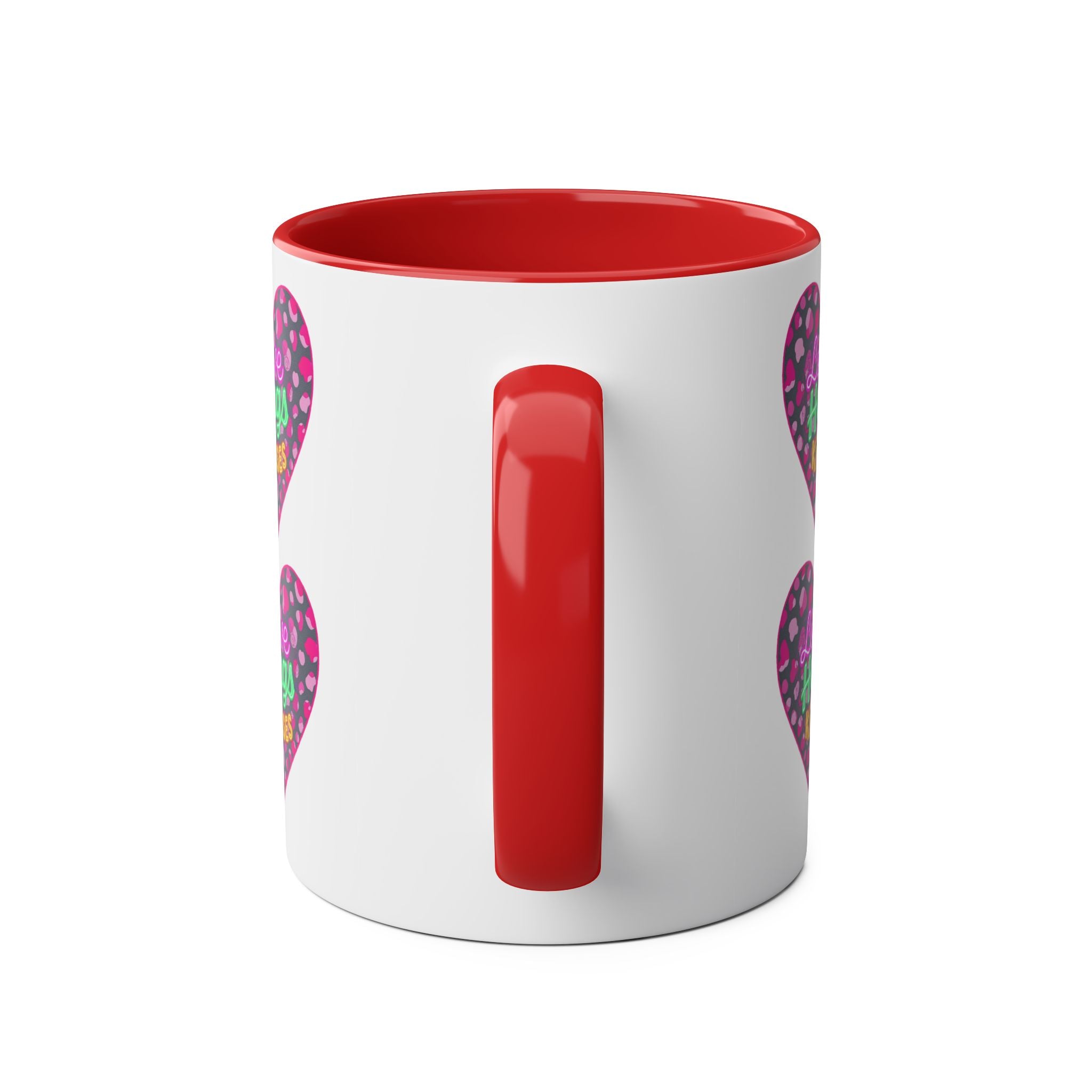 Colorful Love Mug: Perfect for Valentine's Day, Cute Gift, Coffee Break, Home Decor, Heart Design, Love Hugs Kisses