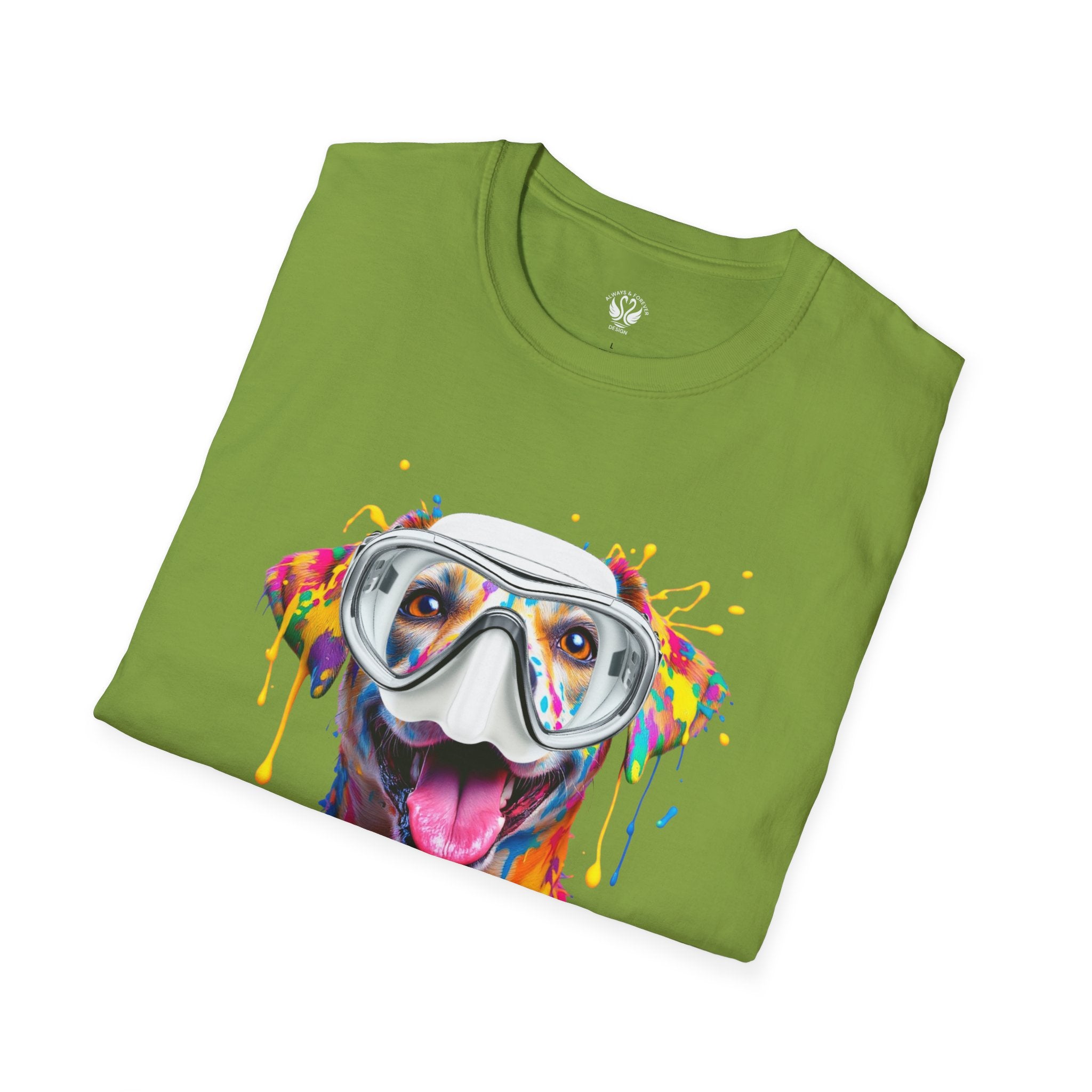 Vibrant Dog Art Unisex T-Shirt – Cute Pet Lover Gift, Animal Artwork Tee, Colorful Dog Graphic Top, Unique Gift for Dog Owners