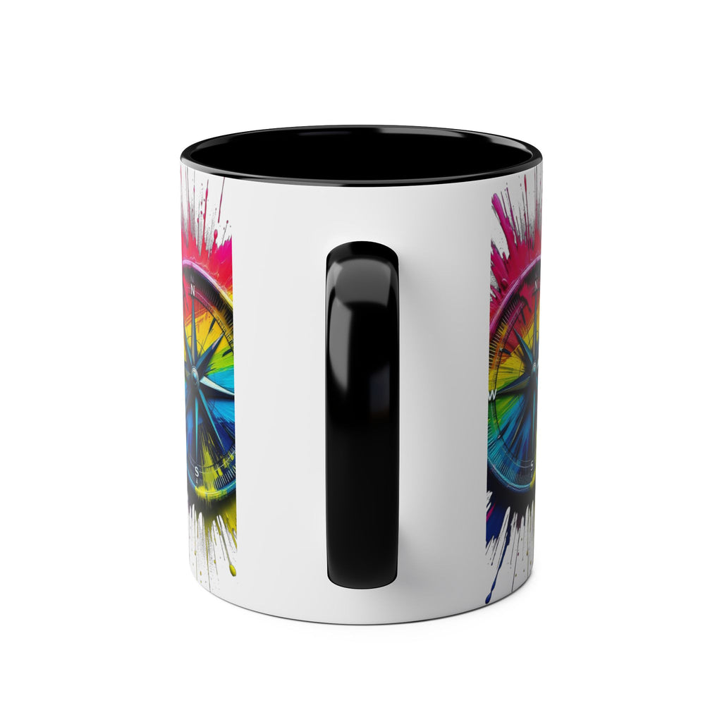 Vibrant Compass Two-Tone Coffee Mug | Colorful Gradient Design for Adventurers