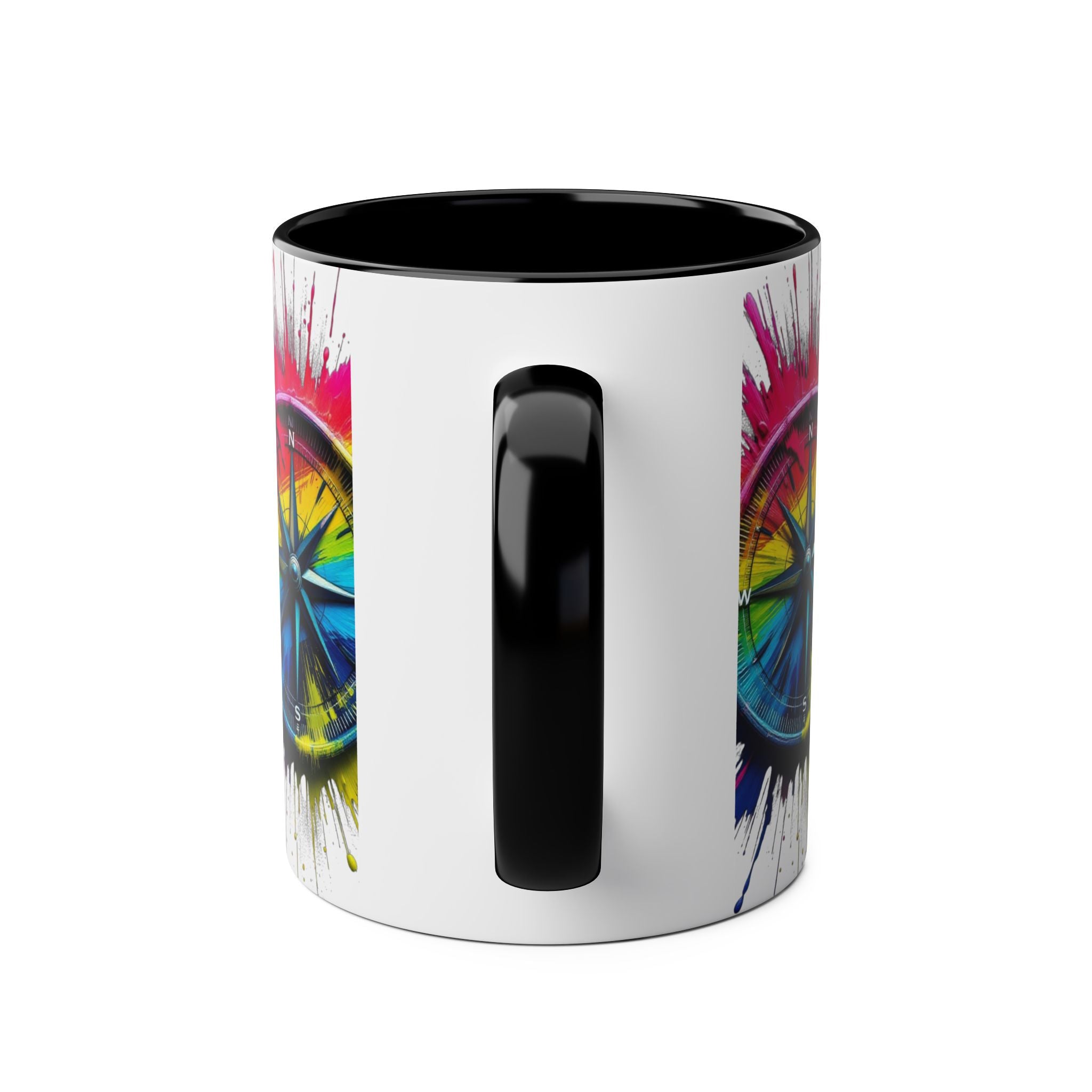 Vibrant Compass Two-Tone Coffee Mug | Colorful Gradient Design for Adventurers