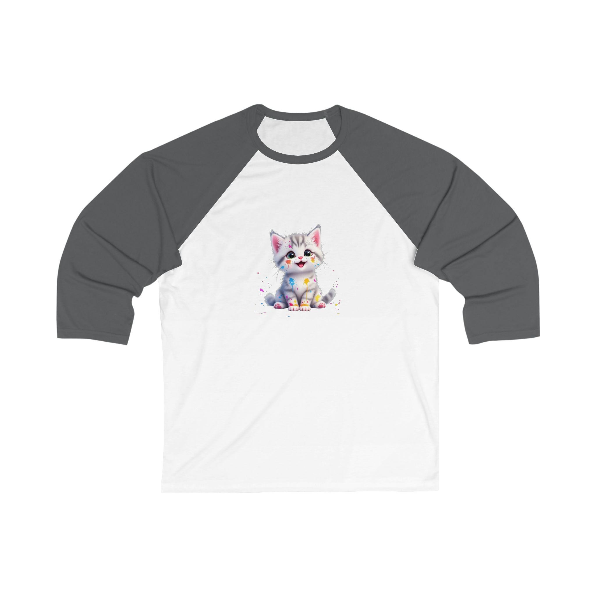 Cute Cat Unisex 3/4 Sleeve Baseball Tee, Pet Lover Shirt, Gift for Cat Owners, Fun Animal Apparel, Casual Wear, Birthday Gift