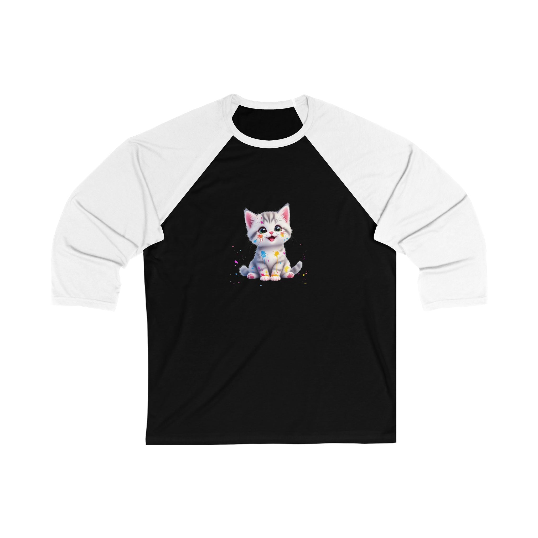 Cute Cat Unisex 3/4 Sleeve Baseball Tee, Pet Lover Shirt, Gift for Cat Owners, Fun Animal Apparel, Casual Wear, Birthday Gift