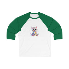 Cute Cat Unisex 3/4 Sleeve Baseball Tee, Pet Lover Shirt, Gift for Cat Owners, Fun Animal Apparel, Casual Wear, Birthday Gift