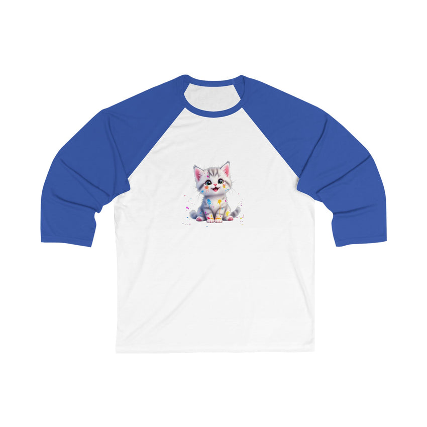 Cute Cat Unisex 3/4 Sleeve Baseball Tee, Pet Lover Shirt, Gift for Cat Owners, Fun Animal Apparel, Casual Wear, Birthday Gift