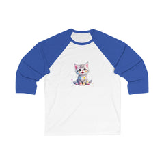 Cute Cat Unisex 3/4 Sleeve Baseball Tee, Pet Lover Shirt, Gift for Cat Owners, Fun Animal Apparel, Casual Wear, Birthday Gift