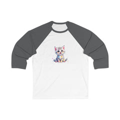 Cute Cat Unisex 3/4 Sleeve Baseball Tee, Pet Lover Shirt, Gift for Cat Owners, Fun Animal Apparel, Casual Wear, Birthday Gift