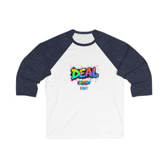 Colorful Graphic Baseball Tee with 'DEAL' Print - Unisex Casual Wear, Sports Shirt, Gift Idea, Trendy Apparel, Summer Outfit