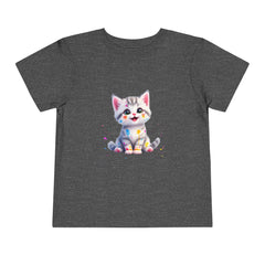 Cute Cat Toddler Tee - Whimsical Graphic Short Sleeve Shirt for Kids