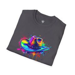 Colourful Cowboy Hat Unisex T-Shirt, Fun Graphic Tee, Festival Wear, Summer Celebration Shirt, LGBTQ Pride Apparel, Gift for Friends