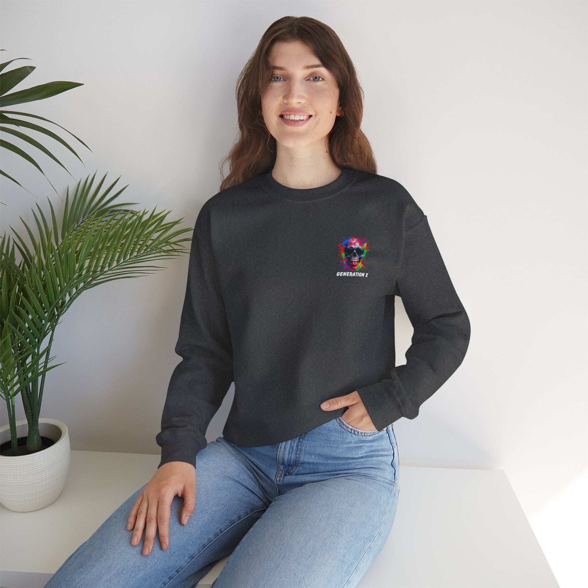 Vibrant Skull Sweatshirt - Unisex Crewneck, Colorful Graphic, Perfect for Casual Wear, Gifts for Friends, Halloween & Parties
