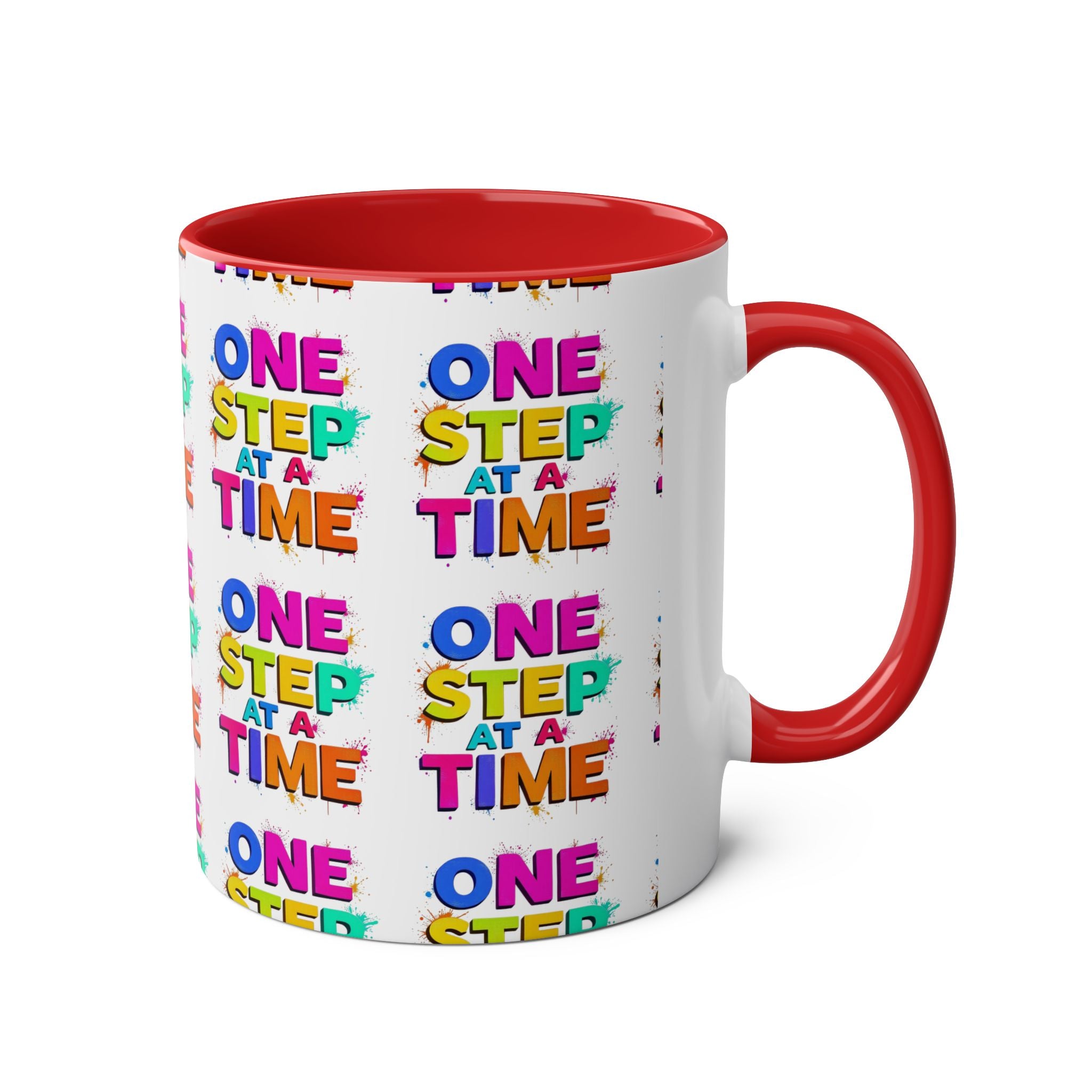 Motivational Two-Tone Coffee Mug - "One Step at a Time" - 11oz