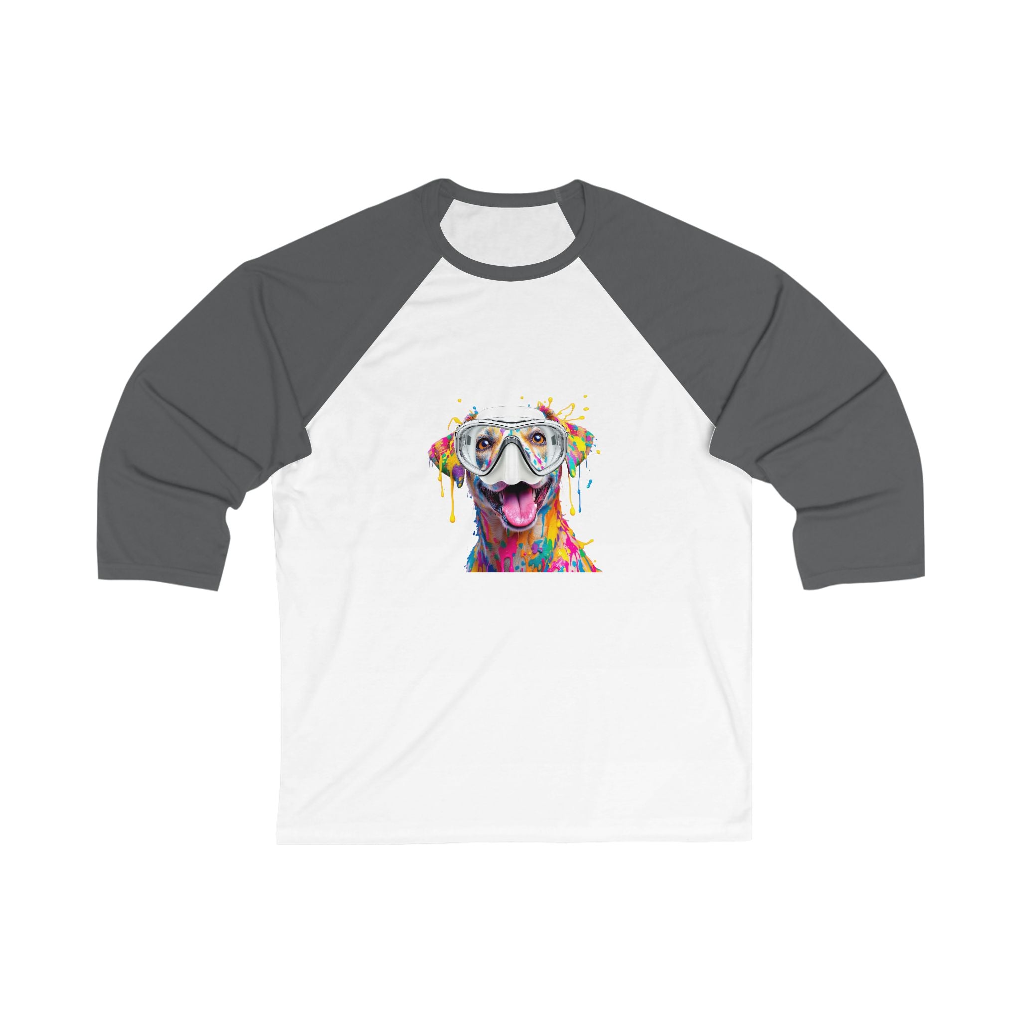 Funny Dog Art Unisex 3/4 Sleeve Baseball Tee, Fun Pet Lovers Shirt, Unique Gift for Dog Lovers, Casual Wear, Animal Lover Apparel