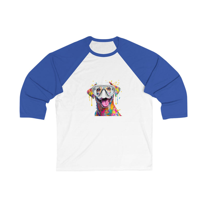 Funny Dog Art Unisex 3/4 Sleeve Baseball Tee, Fun Pet Lovers Shirt, Unique Gift for Dog Lovers, Casual Wear, Animal Lover Apparel