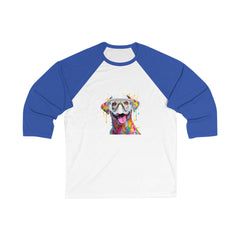 Funny Dog Art Unisex 3/4 Sleeve Baseball Tee, Fun Pet Lovers Shirt, Unique Gift for Dog Lovers, Casual Wear, Animal Lover Apparel