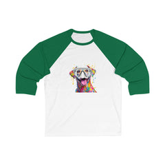 Funny Dog Art Unisex 3/4 Sleeve Baseball Tee, Fun Pet Lovers Shirt, Unique Gift for Dog Lovers, Casual Wear, Animal Lover Apparel