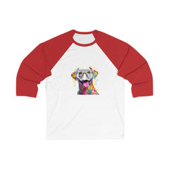 Funny Dog Art Unisex 3/4 Sleeve Baseball Tee, Fun Pet Lovers Shirt, Unique Gift for Dog Lovers, Casual Wear, Animal Lover Apparel