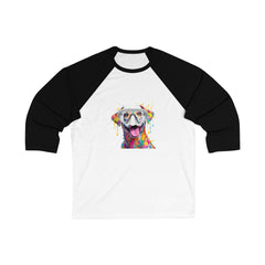 Funny Dog Art Unisex 3/4 Sleeve Baseball Tee, Fun Pet Lovers Shirt, Unique Gift for Dog Lovers, Casual Wear, Animal Lover Apparel