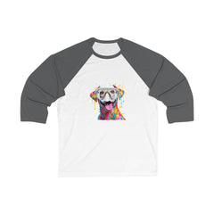 Funny Dog Art Unisex 3/4 Sleeve Baseball Tee, Fun Pet Lovers Shirt, Unique Gift for Dog Lovers, Casual Wear, Animal Lover Apparel