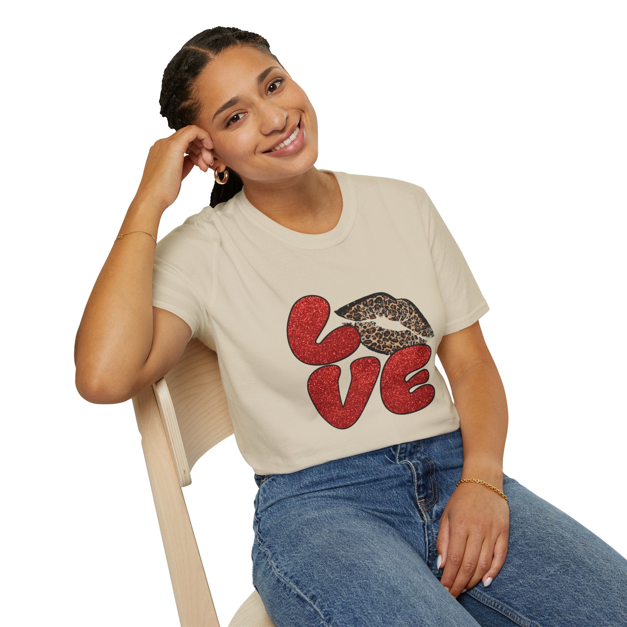 Leopard Love Graphic T-Shirt, Cute Valentine's Day Shirt, Casual Love Tee, Unisex Softstyle Top, Trendy Gift for Her