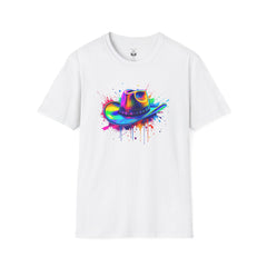 Colourful Cowboy Hat Unisex T-Shirt, Fun Graphic Tee, Festival Wear, Summer Celebration Shirt, LGBTQ Pride Apparel, Gift for Friends