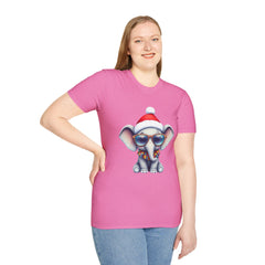 Cute Christmas Elephant T-Shirt, Unisex Holiday Tee, Fun Santa Shirt, Gift for Animal Lovers, Festive Apparel