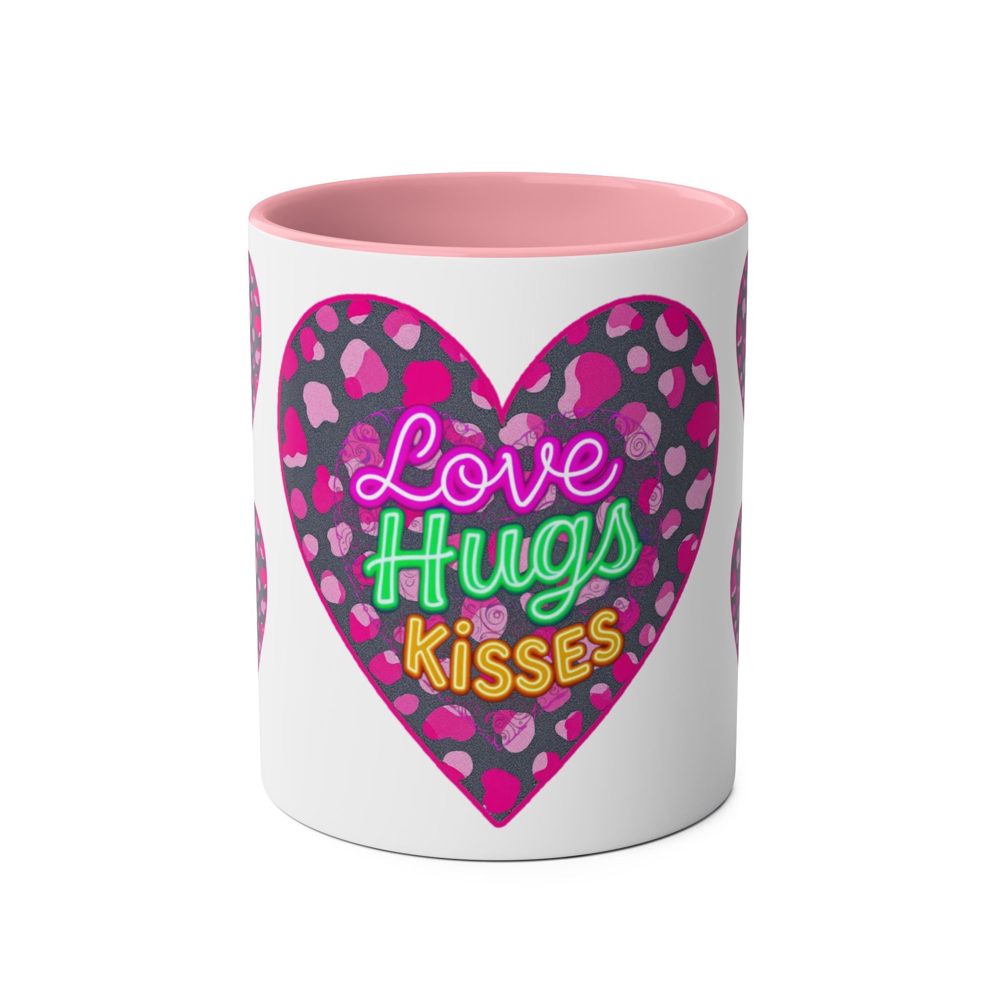 Colorful Love Mug: Perfect for Valentine's Day, Cute Gift, Coffee Break, Home Decor, Heart Design, Love Hugs Kisses