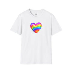 Rainbow Heart Unisex Softstyle T-Shirt, LGBTQ+ Pride Shirt, Colorful Heart Tee, Love Wins Tee, Gift for Him/Her