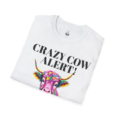 Colorful Cow Alert T-Shirt, Funny Cow Tee, Animal Lover Gift, Quirky Casual Wear, Farm Animal Shirt, Unique Graphic Tee