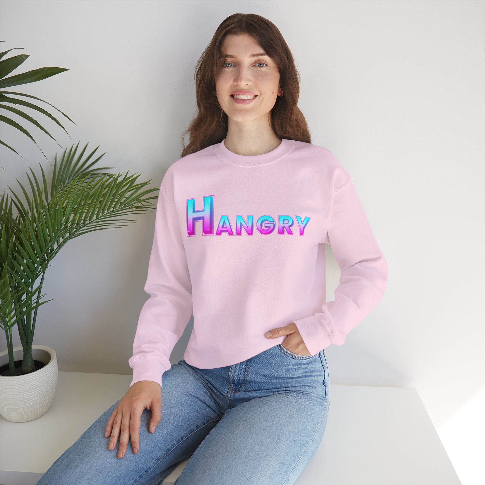 Hangry Unisex Crewneck Sweatshirt - Cozy Gift for Food Lovers, Fall Apparel, Perfect for Casual Outfits, Birthday & Holiday Gifts