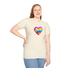 Rainbow Heart Unisex Softstyle T-Shirt, LGBTQ+ Pride Shirt, Colorful Heart Tee, Love Wins Tee, Gift for Him/Her