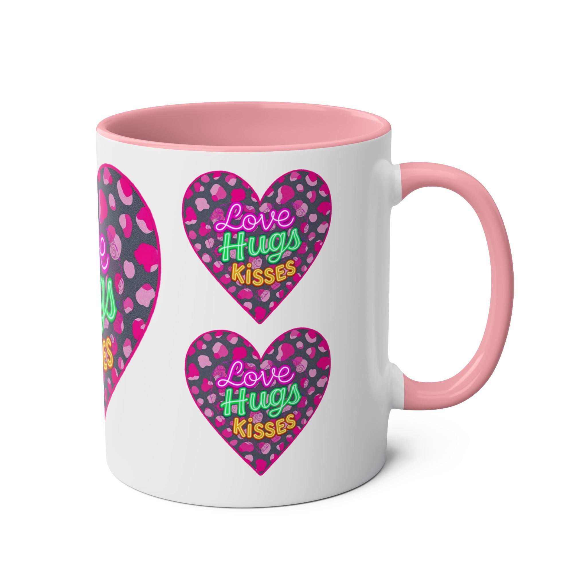 Colorful Love Mug: Perfect for Valentine's Day, Cute Gift, Coffee Break, Home Decor, Heart Design, Love Hugs Kisses