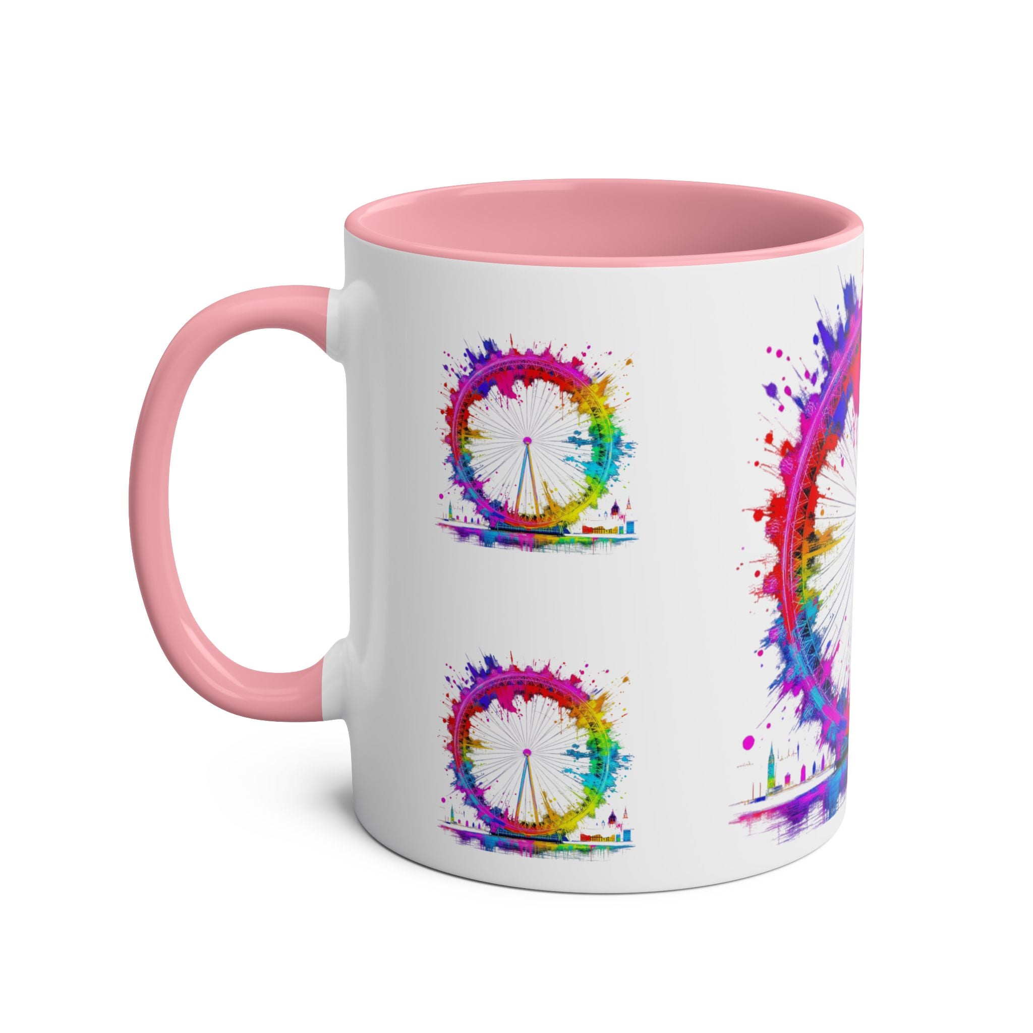 Colorful Cityscape Two-Tone Coffee Mug | Fun Gift, Home Decor, Artistic Mug, Coffee Lover's Gift, Office Essentials