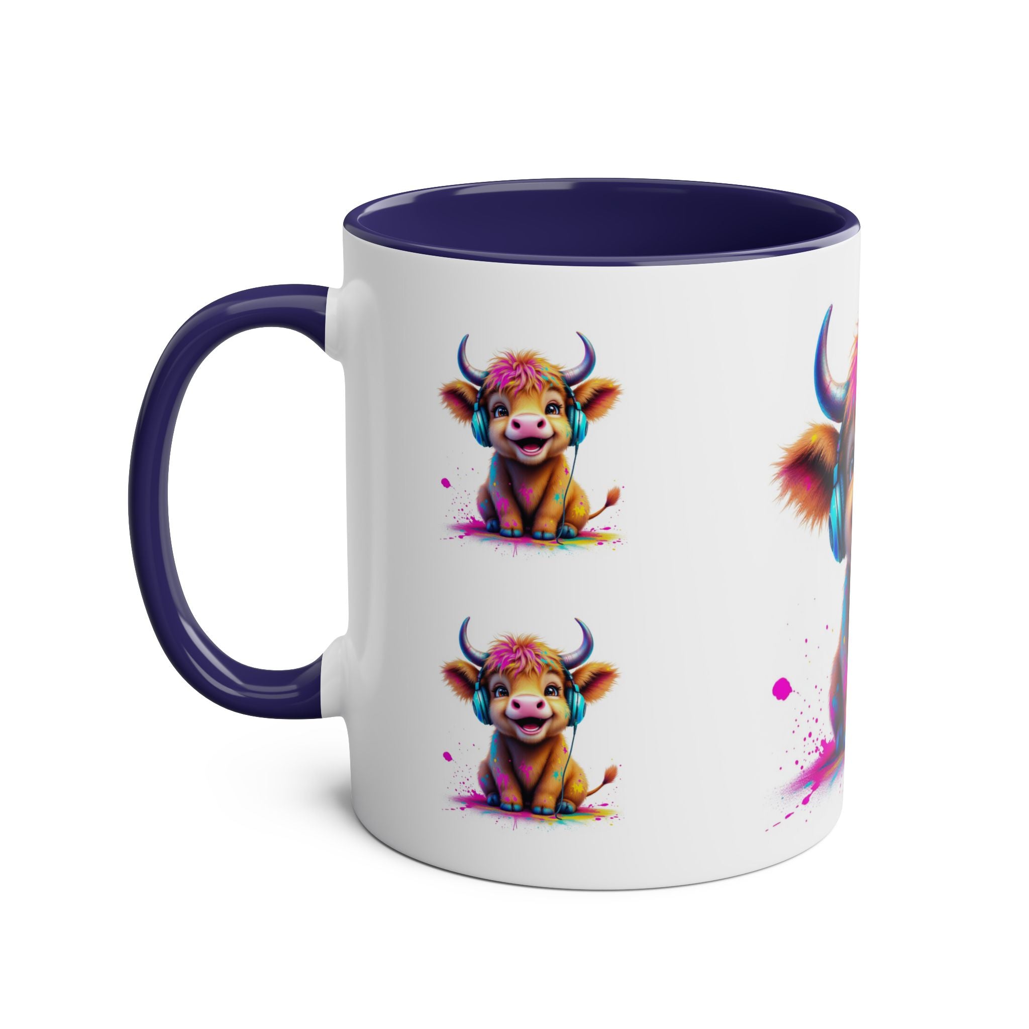 Playful Highland Cow Mug, Cute Coffee Cup for Animal Lovers, Gift for Birthdays, Cow Decor, Fun Kitchenware, Colorful Drinkware