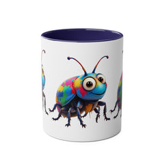 Colorful Beetle Two-Tone Coffee Mug - 11oz Fun and Whimsical Design