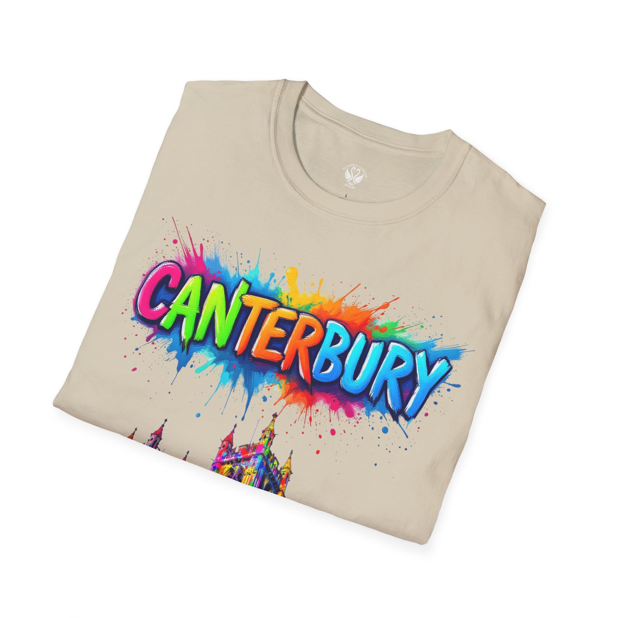 Canterbury Colorful T-Shirt | Vibrant Graphic Tee, Unisex Fashion, Travel Souvenir, Art Lovers Gift, Summer Wardrobe Essential