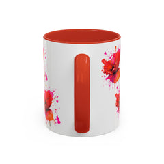 Vibrant Floral Accent Coffee Mug - Colorful Poppy Design - 11 & 15oz